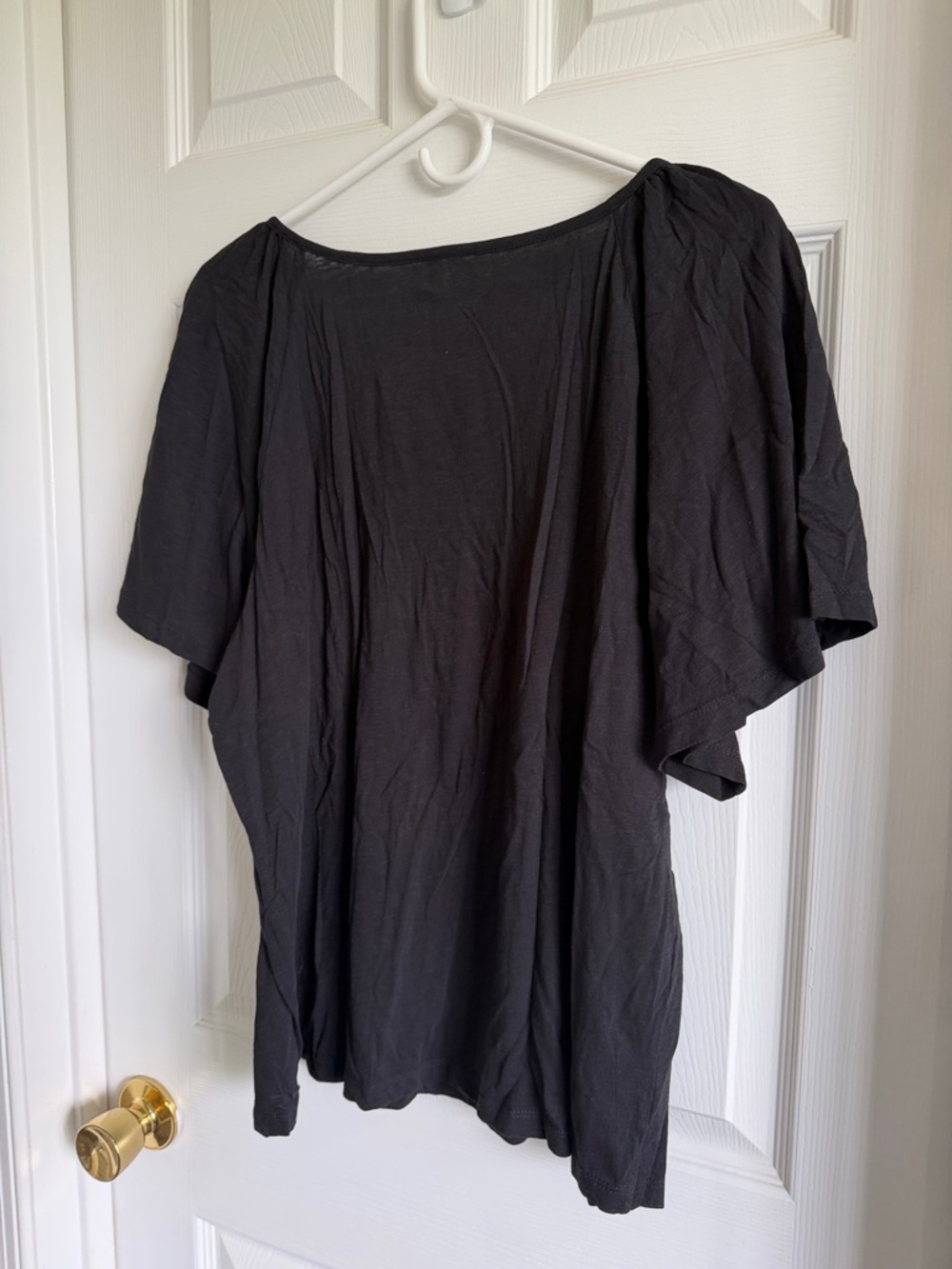 NWT LOFT Black Eyelet Scoop-Neck Flutter Sleeve Top - Picture 8 of 8
